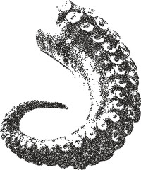 Octopus y2k retro stipple art pirate brutalist halftone vector png transparent, tentacle 2000s photocopy effect tattoo aesthetic