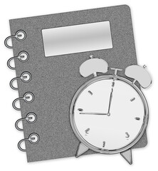 illustration, clip art, carnet de note et réveil , PNG fond transparent