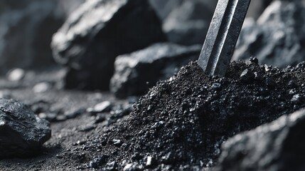 The miner s relentless grit in pursuit of black gold is displayed with cold lighting and steel focus