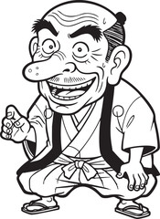 Obraz premium 劇画風 コメディおじさん 人物のみ 漫画素材 白黒