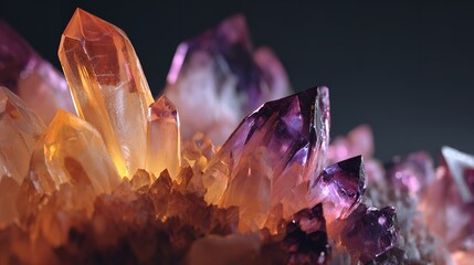 The healing cluster a vibrant amethyst and citrine crystal formation radiates positivity and energy