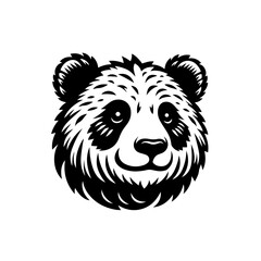 Panda bear face isolated on white background