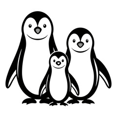 penguins on white