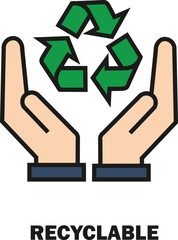 Black outline style of Sustainable Manufacturing and Recycling Icons. Green Factory, Recyclable Products, Sustainability Efforts. Eco-Friendly Industry, Waste Management, Green Practices