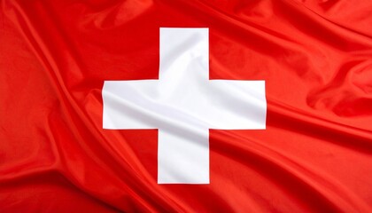 Swiss flag showcasing a bold white cross on a vivid red square background&mdash;symbol of neutrality, precision, and alpine pride.