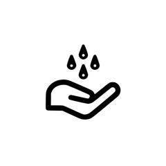 Hand catching water droplets icon representing care, hygiene, or rain
