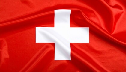 Swiss flag showcasing a bold white cross on a vivid red square background&mdash;symbol of neutrality, precision, and alpine pride.