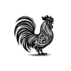 Obraz premium Stylized rooster standing isolated on white background