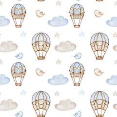 seamless watercolor pattern with balloons