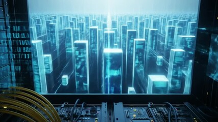 A View from Inside a Server, Looking at an Endless, Organized Library of Data Files - Powered by Adobe