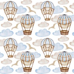seamless watercolor pattern with balloons