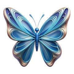 Fototapeta premium 3d iridescent blue butterfly isolated on transparent background