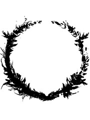 Vector Abstract floral wreath with textured brushstroke details.