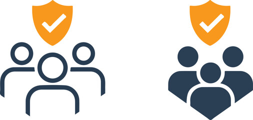 Set of Two Minimalist Flat Design Team Security Icons