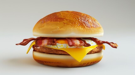 Delicious Breakfast Sandwich with Bacon Egg and Cheese on a Sesame Seed Bun