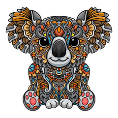 Koala mandala arts isolated on white background