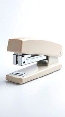 Beige stapler on white background