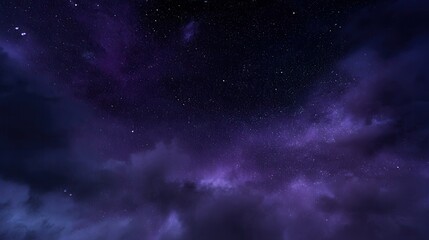 Vibrant photo of purple Galaxy Night Sky with Sparkling Stars and Clouds.