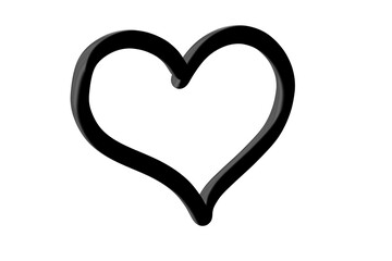 Transparent PNG Black Metallic Heart Clipart 3D Isolated Line Symbol Artistic Vector Design