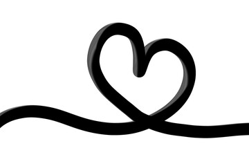 Line Vector Black Metallic Heart Clipart 3D Isolated PNG Transparent Stylish Outline Icon