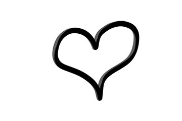 Black Metallic Heart Clipart 3D Isolated Line Art PNG Transparent Background Vector Design