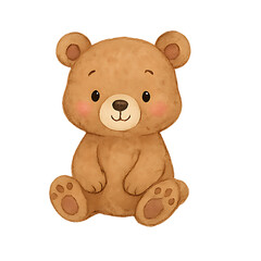 Adorable Watercolor Teddy Bear Illustration for Kids and Decor