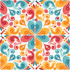Vibrant Pucci Style Seamless Pattern - Abstract Swirls in Bold Colors