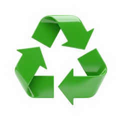 Fototapeta premium A bright green recycling symbol isolated on a transparent background, png, cutout