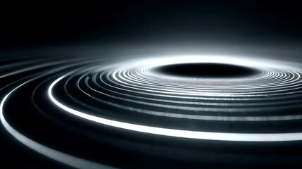Fototapeta premium Business wallpaper Concentric Light Rings Emanating From A Center Point, On A Navy And Steel-Gray Base. This Abstract Metaphor For Focus, Alignment, And Precision Is Designed W