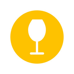 Drink glass icon in yellow circle on white background.