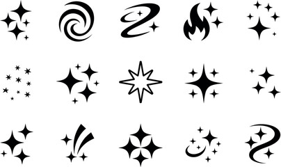 Vector Sparkle Icons:  Twinkling Stars, Galaxy Swirls, Bright Fire