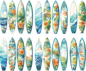 surfboard watercolor clipart