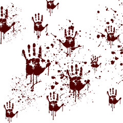 Bloody handprints, perfect for crime documentary art, mystery stories, spooky backgrounds, or forensic-themed graphics.