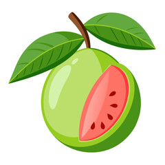 vector illustration of a guava with leaves