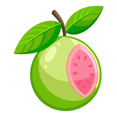 guava with leaf on white background