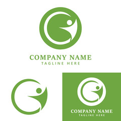 Minimal Green Wellness Emblem with Abstract Figure