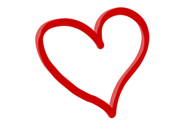 Red Metallic Heart Clipart 3D Isolated Line Art PNG Transparent Background Vector Design