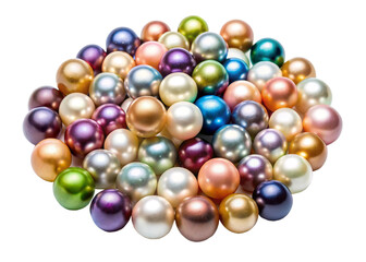 Collection of Colorful Pearls on White Background for Decor Isolated Transparent Background