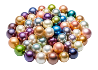 Collection of Colorful Pearls on White Background for Decor Isolated Transparent Background