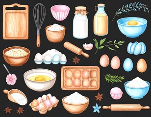 Baking ingredients collection