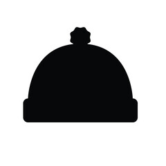 Beanie Hat Silhouette. Black and White Icon Design Elements on Isolated White Background