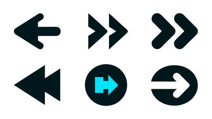 Arrow icon set vector design with various symbols and directions in black circle collection