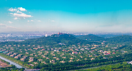 Aerial photography of the architectural scenery of West Sheshan Mountain in Shanghai, China