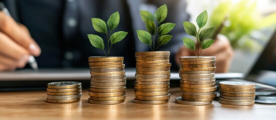 Businessman Holding Coins Representing Financial Growth and Wealth