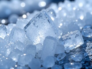 Obraz premium Clear, icy-blue crystal cluster, macro close-up