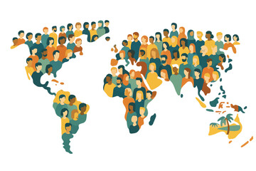 Fototapeta premium World Map Shaped by People