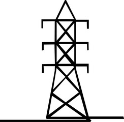 Silhouette electric pole on white background.
