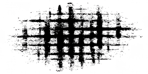 A rough black textured grid pattern isolated on transparent background