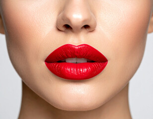 Obraz premium a woman's lips showing off red lipstick
