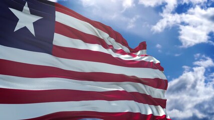 flag of Liberia. close up of the Liberian flag. Liberian flag endless loop.